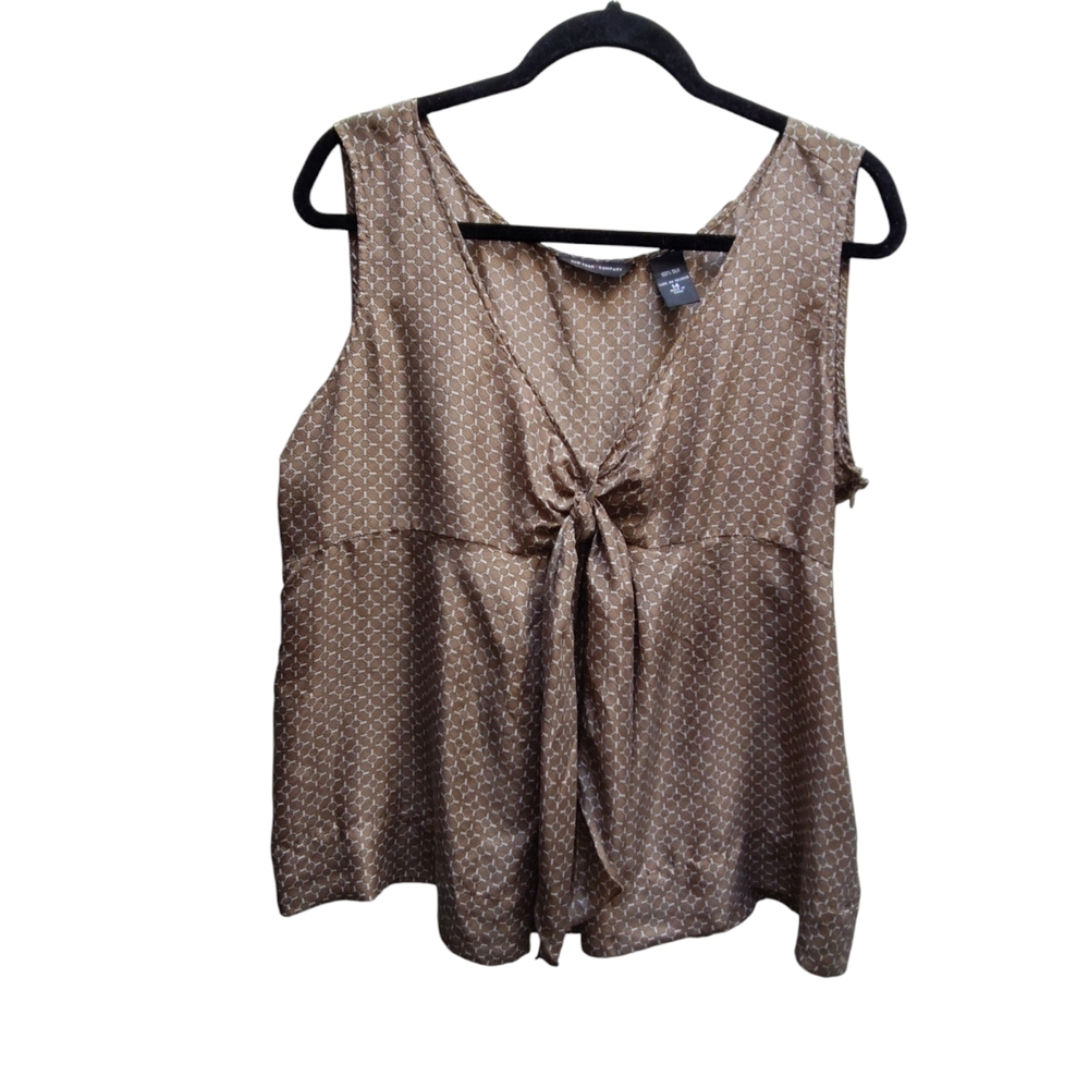 New York & Company Brown Silk Sleeveless Tie-Front Camisole